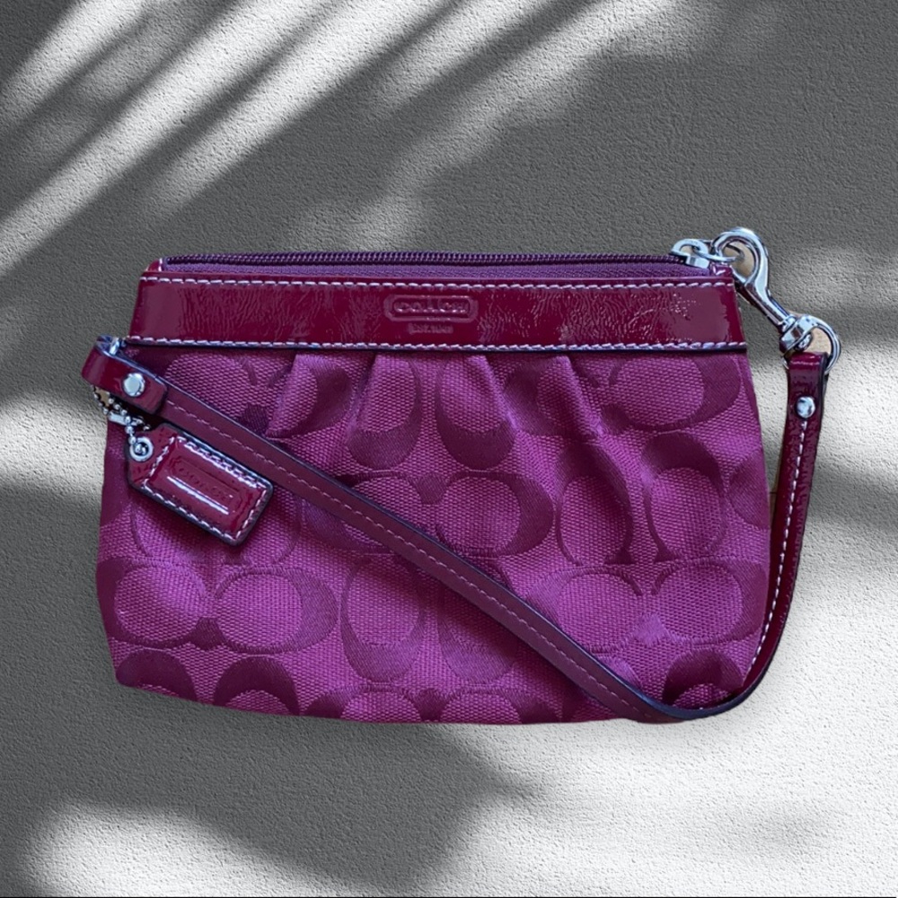 Coach Burgundy Monogram Wristlet Handbag
